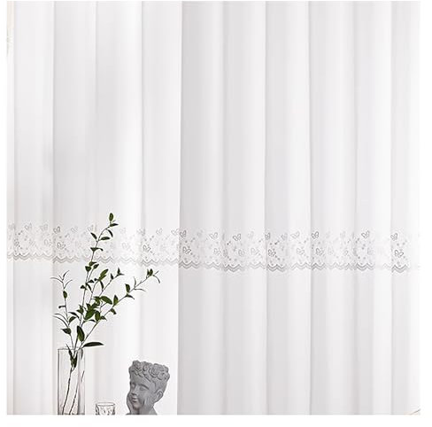 PSKJHN Weiß Schlaufenvorhang Schmetterling Stickerei Voile Vorhang Für Schlafzimmer Mit Ösen 2 Stück Wohnzimmer Fenstervorhänge, W140xL245cm,White