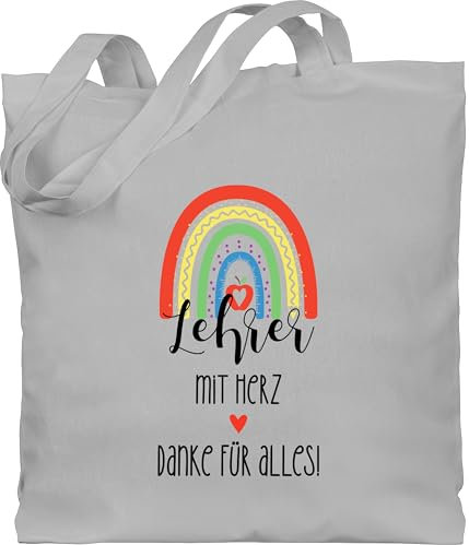 Baumwolltasche - Taschen - Lehrer mit Herz Danke für alles | Danke Lehrer | Dankeschön Lehrer | Dankeschön Geschenke Lehrer | Danke Geschenk Lehrer | Dankeschön für Lehrer - Unisize - Hellgrau