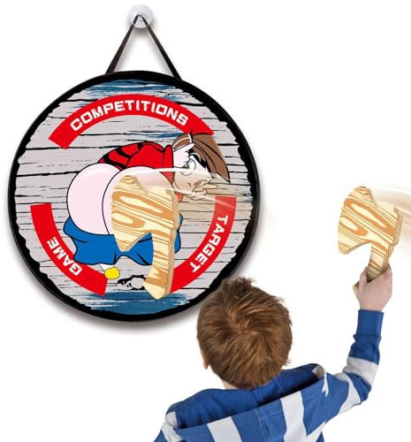 Jeu de Lancer de Hache pour Jardin, Jeu de Lancer de Hache,Jeu de Lancer de Hache et de Hache en Mousse | Grande Cible Facile à Coller avec Deux haches légères