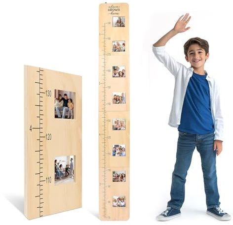 VNFSMY Massivholz,Messlatte für Kinderzimmer Personalisiert,70-190 cm - Messlatte Kinder Holz,Höhenmesslatte für Kinder aus Holz mit Fotorahmen,Individuelles Geschenk für Kinder und Babys