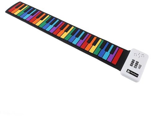 Roll-up Piano Keyboard for Beginners, 49 Keys, Portable, Foldable, USB Rechargeable, for Practicing Music