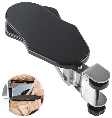 LIUCONGBD Armauflage Schreibtisch, Ergonomische 90° Faltbare /180° Drehbare | ohne Bohren, Verstellbare, mit Tischklemme, Stabiler, an fast jedem Schreibtisch, für Gaming Büroschreibtische, Schwarz