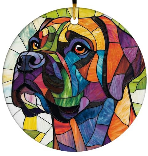 Runde Weihnachten Baum Hängen Anhänger Boxer Hund Gebeizt Ornamente Weihnachtsbaum Deko Keramik Weihnachtsdeko Coole Weihnachten Deko Anhänger Für Geschenk Wohnzimmer Auto