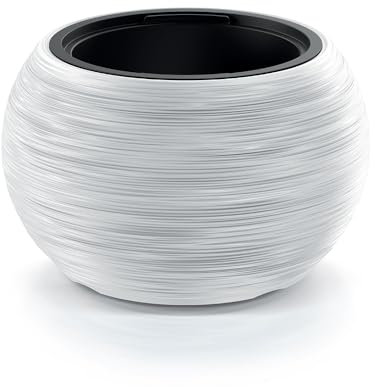 Tymar Pot de Fleurs avec Insert, Pot de Fleurs en Plastique, jardinière, Grand Pot de Plantes (DBFUK Blanc,ø 40 cm)