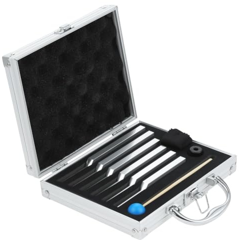 Muuoeou 6 PCS Tuning Fork (UT 396Hz, RE 417Hz, MI 528Hz, SOL 639HZ, FA741HZ, LA 852HZ) Silver Aluminum Alloy