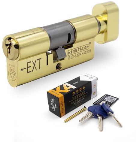 Fullex Kinetica+ K4 3* Thumbturn Euro Cylinder Door Lock - Brass, 50/50 (100mm)