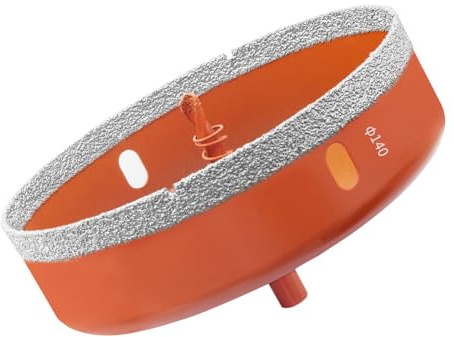 Meccion Scie cloche diamantée pour carrelage avec foret de centrage, foret diamant brasé dur pour porcelaine, céramique, verre, granit, carrelage, grès cérame, marbre (140 mm)