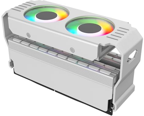 Kioball Module de Mémoire RAM pour Boîtier PC ARGB Cooler DDR3 vers DDR5 5V 3Pin PWM 4Pin Light Sync 120mm Double Ventilateurs Radiateur de Refroidissement Blanc
