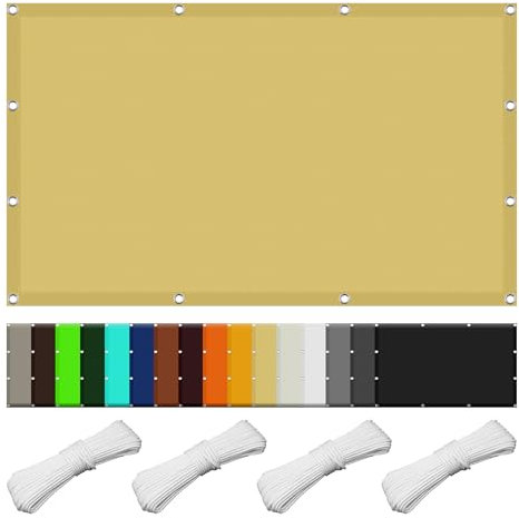 Parasole Rettangolare 110 x 210 cm Protezione Solare Raggi UV Tende da Sole Tenda Velo Sole con Occhielli Tenda a Vela per Esterno Giardino Terrazza, Giallo sabbia