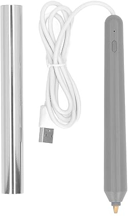 Heißfolienstift-Set USB, 4 austauschbare Spitzen, 1 Folienrolle, für Karten und Scrapbooking, silberner ABS-Stift, in Aufbewahrungsbox