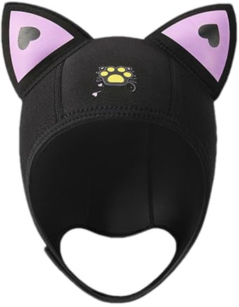 Warme Taucherhaube - Bleiben Sie im Kalten Wasser Warm | Badekappe mit Katzenohren und Sonnenschutz | Erwachsene & Kinder, Perfekt zum Tauchen, Surfen und Kajakfahren