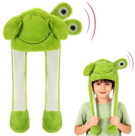 Hifot Tier Mütze mit Beweglichen Ohren, Tier Plüsch Mütze mit Wackelohren | Tiermütze Lustige Hüte mit Ohren Bewegung für Kinder Erwachsene für Winter Halloween Weihnachten Karneval Geburtstag Geschenk