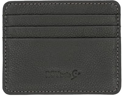 ROYBELE Mens Credit Card Holder Small Wallet 6 Cards Minimalist Real Leather Front Pocket Men Women Gift (Gray)
