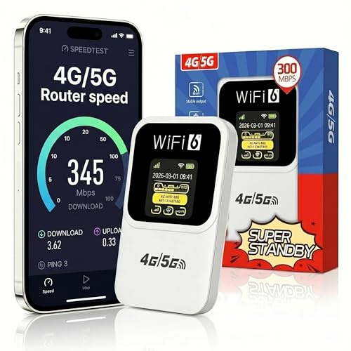 Routeur 5G Portable WiFi 6 avec Slot SIM Déverrouillé – Modem 5G Carte SIM, Internet Mobile Haut Débit 5G/4G+, Jusqu’à 28 Appareils, Idéal Voyage & Télétravail