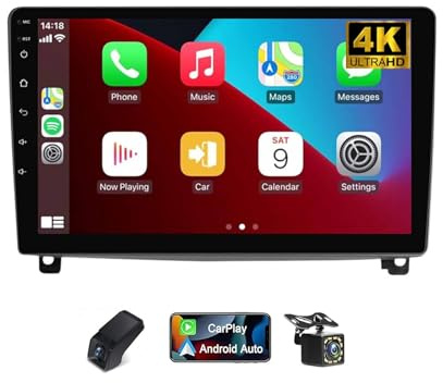 Radio Coche Android 14 2K HD QLED para Peugeot 407 2004-2011, CarPlay Android Auto GPS Navi, Bluetooth 5.0/DSP/RDS FM/Control Volante/Pantalla Dividida/4G WiFi/Cámara & DVR Gratis(M200S)