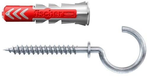 fischer - Cheville tous matériaux DuoPower 5x25 avec crochet rond/Blister de 8