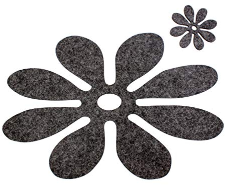 4er Platzset Flora in anthrazit 8-teilig, Moderne Dekounterlage im Blumenmuster ca 30x45cm groß + Untersetzer Ø10cm. Waschbare Unterlagen im floralen Design für alle Gelegenheiten