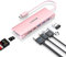 LENTION USB C Multi-Port Hub with 4K HDMI, 3 USB 3.0, SD/Micro SD Reader, Type C Charging Adapter for 2025-2016 MacBook Pro/Air (Thunderbolt 3), New Mac Air/Surface, Chromebook, More (C36b, Rose Gold)