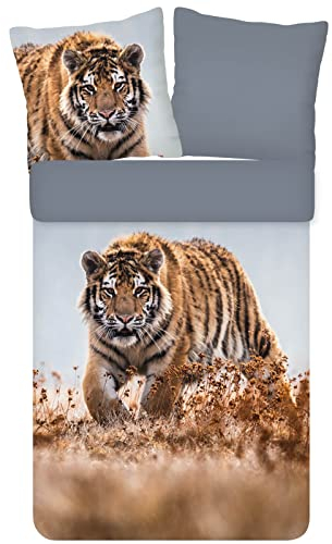 ESPiCO Bettwäsche Trendy Bedding Tiger Wildtier Raubtier Wildnis Wildkatze Raubkatze Wendeoptik Renforcé, Größe:135 cm x 200 cm