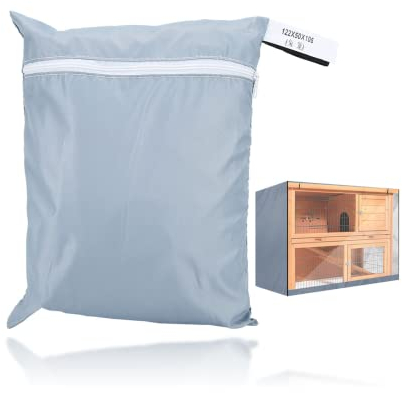SALUTUYA Abdeckung für Kaninchenstall, strapazierfähiges Oxford-Gewebe, doppellagig hasenstall Abdeckung Winter Thermostall, Abdeckung für den Winter, Grau, 48x19.7x41.3in
