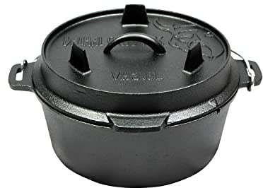 Valhal Outdoor Dutch Oven 3.8L - Gusseisen - ohne Füße, Thermometer Ausschnitt