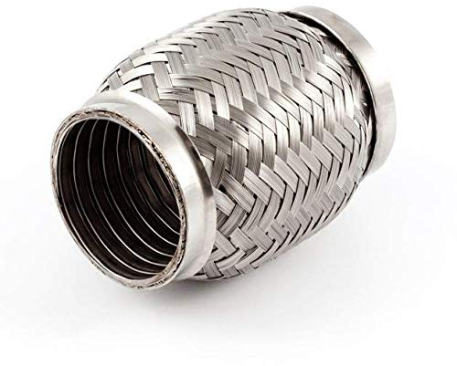 INTERLOCK Flexrohr, Flexteil Flexibles Rohr Auspuff, Hosenrohr Flexstück aus Edelstahl. HD QUALITÄT - mit gestärkter Bauweise (Doppelwand System-> Stoßfest und flexibel) (Ø 50mm x 100mm)