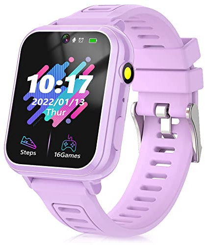 LITEYPP Kids Smart Watch Toys Game Watch for Boys and Girls, Smart Watch with Games Music Video Camera Step Counter Alarm Flashlight Purple