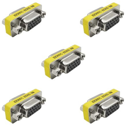 iYueMps SVGA VGA Kupplung DB15 Gender Changer, 5 Stück D-SUB 15Pin VGA Buchse auf Buchse Koppler D SUB 15 RS232 Serielles Kabel Adapter