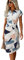 Ajpguot Sommerkleid Damen Elegant Kleider Kurzarm V-Ausschnitt Strandkleid Blumen Knielang Kleid mit Gürtel Partykleid Abendkleid (Weiß, M)