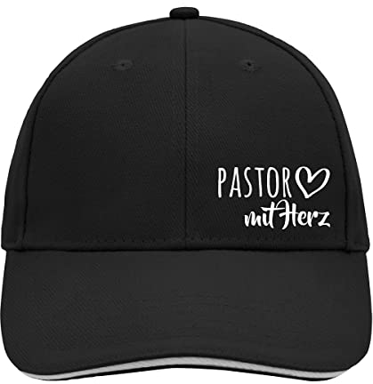 Huuraa Cappy Mütze Pastor mit Herz Geschenk Black/Light Grey Pastor Präsent
