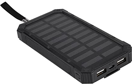 Solar Powerbank, 20000 MAh Solar Ladegerät USB 2 Ausgänge Kabellose Powerbank Schnellladung Handy-Ladegerät mit Taschenlampe für Camping Wandern Ausflüge Im Freien(Schwarz)