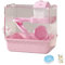 Hamsterkäfig Kleintierkäfig Groß Zwerghamster Käfig Acryl Kunststoff Transparent Nagerkäfig Cage Zwei Ebenen Hamsterhaus für Kleintier Mäuse Transparentes Plastik mit Zubehör Rosa