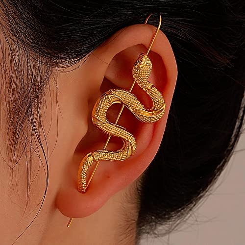 Atentuyi Ear Wrap Crawler Hook Ohrringe Goldene Schlangenohrringe Schlangen Kletterohrringe Lange Schlangen Crawler Ohrringe Piercing Ohrringe Schmuck für Frauen und Mädchen