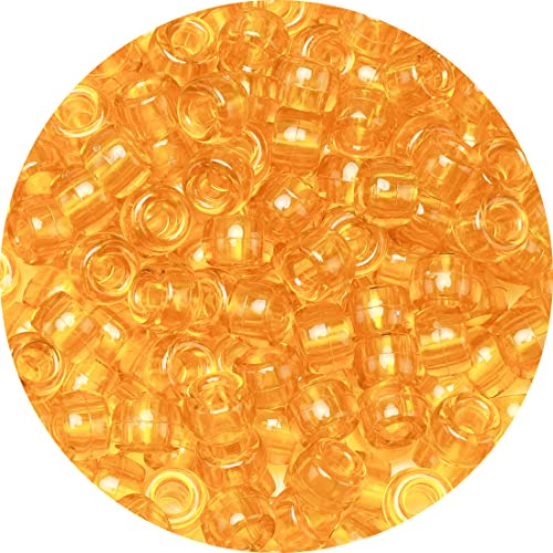 Eppingwin 1000 Transparent Yellow Pony Beads - Jewelry, Crafts, Round Plastic Beads, 9 mm, Yellow