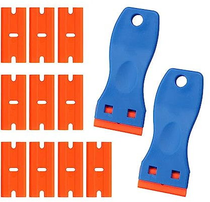 2 PCS Plastic Scraper with 10 Plastic Razor Blade Jagowa Adhesive Remover Sticky Removal Tools for Removing Glue Sticker Decals Labels