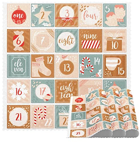 Quadratische Weihnachts-Adventskalender-Vorlage, quadratische Tischsets für den Esstisch