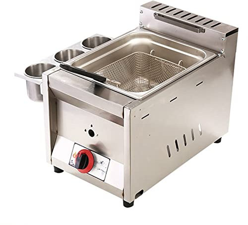 LOJOO Freidora de Gas Comercial Freidora de un Tanque con Capacidad de Cesta 8L Freidoras de mostrador con cestas y Tapa para Cocina doméstica y Restaurante.