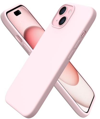 ORNARTO Compatible with iPhone 15 Case 6.1, Slim Liquid Silicone 3 Layers Full Covered Soft Gel Rubber 15 iPhone Case Cover 6.1 inch-Pink