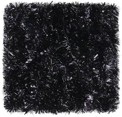 10 m lange schwarze Weihnachts-Lametta-Girlande, metallisch gedrehte hängende Girlande für Weihnachtsbaum, Kamin, Kaminsims, Heimdekoration