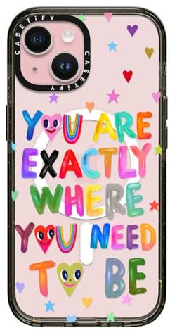 CASETiFY Impact Schutzhülle für iPhone 15 [Kompatibel mit Magsafe / 4X Falltest in Militärqualität / 2,5 m Fallschutz] – You Are Exactly Where You Need to be - Schwarz