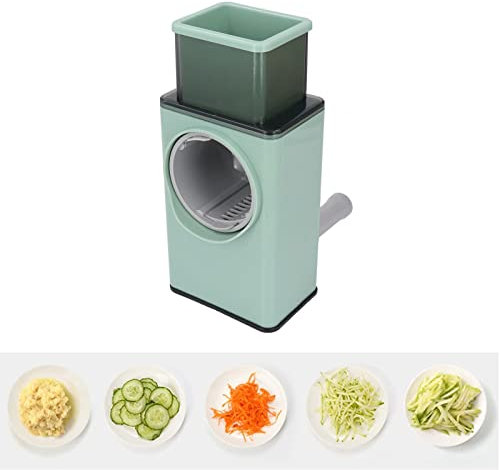 Rallador Rotatorio De Queso, Rallador Rotatorio Triturador De Queso, Rallador De Cocina Manual Giratorio Multifuncional Para Verduras Con Mango, Verde