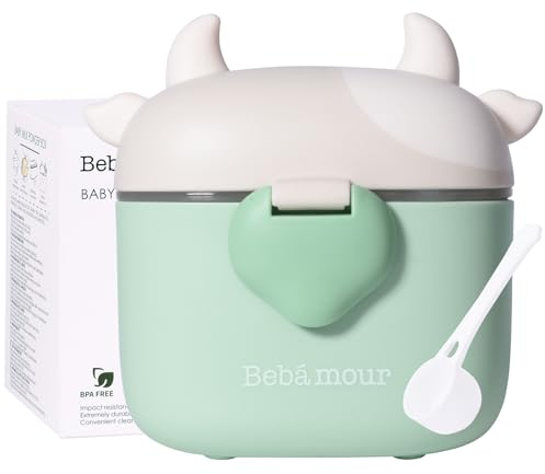 Bebamour Baby Milchpulver Spender Topf Formel Spender für Baby-Snack-Spender, 230G Milchpulver, 450ML,Light Green