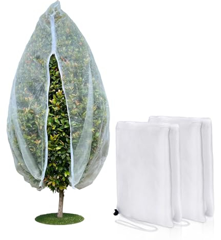 Homoda Obstbaumnetz mit Reißverschluss und Kordelzug, 2 Packungen 1,8 m x 1,8 m, Insektenschutznetz für Garten, ultrafeines Netz, Gartennetz