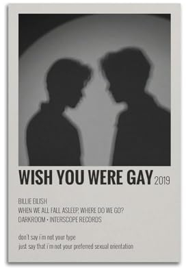 Terp Poster mit Aufschrift Wish You Were Gay, Wandkunst, Poster, Geschenk für Freunde, Schlafzimmer, Wohnzimmer, Dekoration, modern, ästhetisch, ungerahmt, 30 x 45 cm
