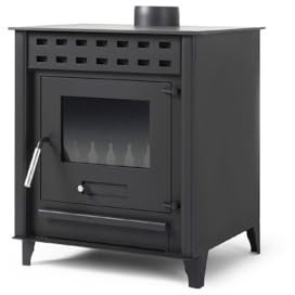 Estufa de leña pequeña modelo A 12.6 Kw | Chimenea rustica de leña | Estufa de leña clásica para salón salida humos vertical