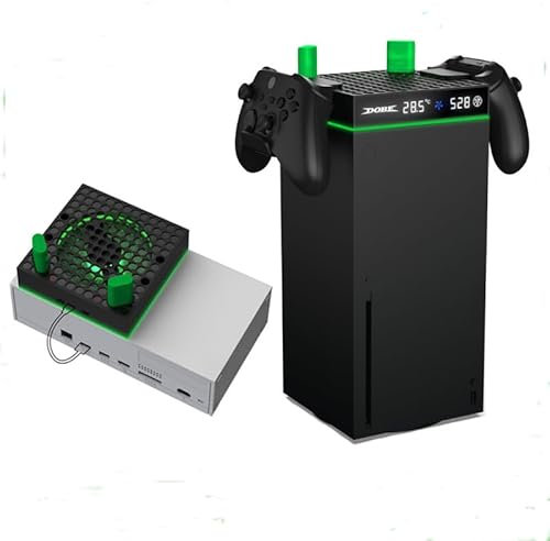 Redlution Multi Functional Cooling Stand For Xbox Series X/S Featuring a Silent Large Fan Intelligent temperature Controlled Lighting With Full Function Display Panel