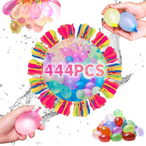 444 Stück Wasserbombens Selbstschließend,Schnell Befüllbarer Wasserbombems,Bunt Wasserballons Set,Biologisch abbaubarer Wasserballon für Wasserspiele,Sommer Party