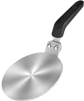 Tumuued Induction Hob Converter Plate, Stainless Steel Induction Converter Plate with Insulated Handle for Glass and Moka Pots