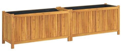 vidaXL Pflanzkübel mit Einlage 199x38,5x50 cm Massivholz Akazie