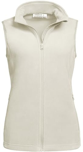 Outdoor Ventures Gilet da donna in pile per attività all'aria aperta, senza maniche, con tasche per corsa, escursionismo, campeggio, bianco, S